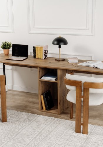 NORDV�RK Dobbelt skrivebord - Atlantic Pine, svart skrivebord