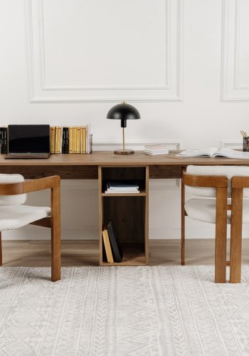 NORDV�RK Dobbelt skrivebord - Atlantic Pine, svart skrivebord