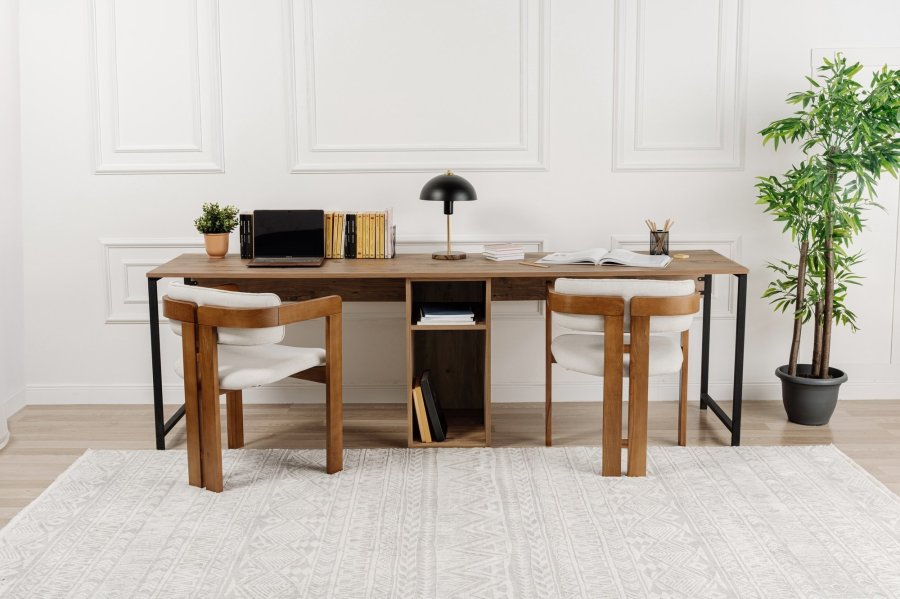 NORDV�RK Dobbelt skrivebord - Atlantic Pine, svart skrivebord