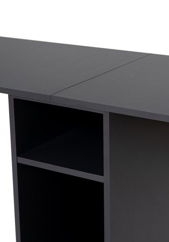 NORDVRK Dobbelt skrivebord, m. 2 rom - antrasittgr melamin og svart metall (240x60)