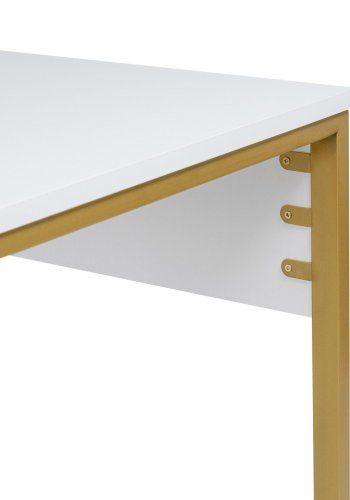 NORDVRK Twin dobbelt skrivebord, m. 2 rom - hvit melamin og gullmetall (240x60)