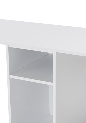 NORDVRK Twin dobbelt skrivebord, m. 2 rom - hvit melamin og gullmetall (240x60)