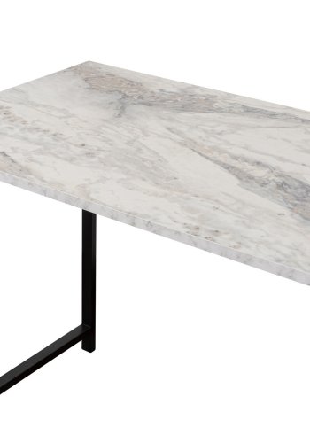 NORDVRK Twin dobbelt skrivebord, m. 2 rom - Fressia marmor melamin og svart metall (240x60)