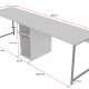NORDVRK Twin dobbelt skrivebord, m. 2 rom - Fressia marmor melamin og svart metall (240x60)