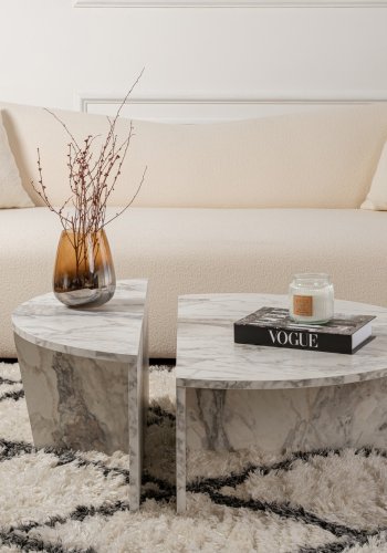 NORDVRK Orion salongbord - Freesia marmor melamin (sett med 2)