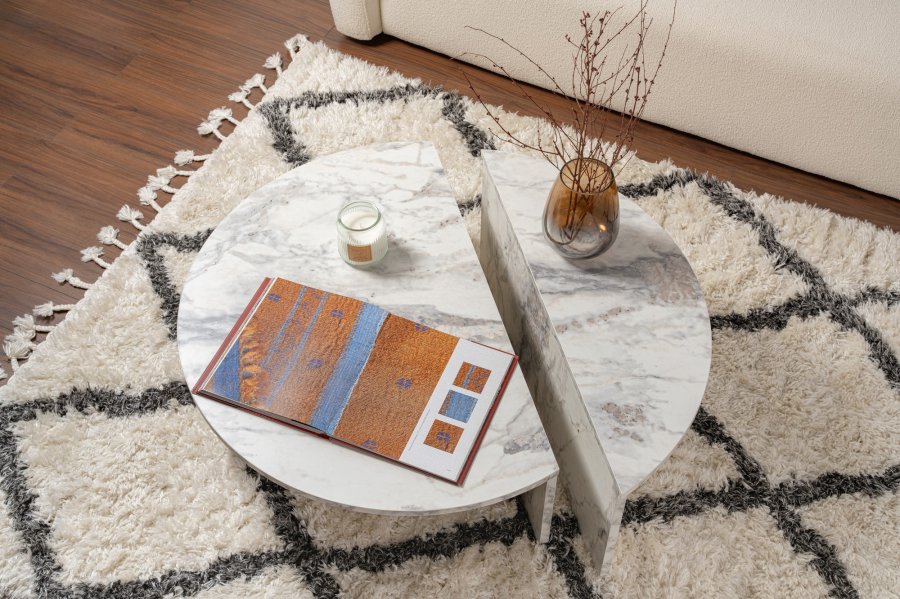 NORDVRK Orion salongbord - Freesia marmor melamin (sett med 2)