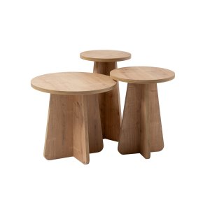 NORDVRK Lume soffbord, runt - safir ek melamin (set om 3)