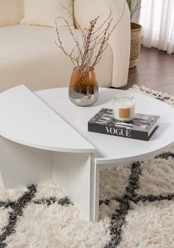 NORDVRK Orion salongbord - hvit melamin (sett med 2)