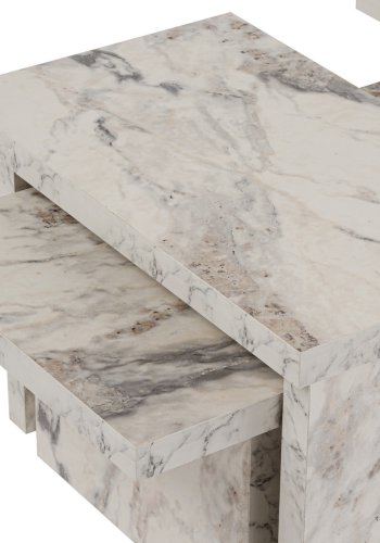 NORDVRK Sanctuary salongbord - hvit ressia marmor melamin (sett med 3)