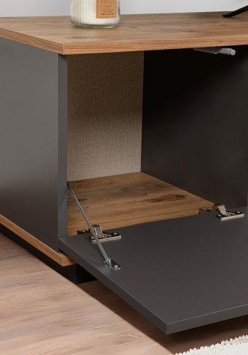 NORDVÄRK Veramont TV-bord, m. 3 lger, 1 hylde - antracit og atlantisk fyrretr melamin (180x44,5)