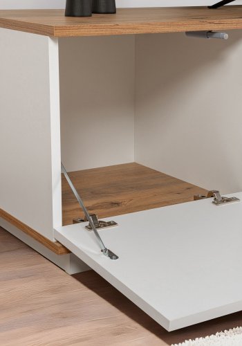 NORDVÄRK Veramont TV-bord, m. 3 lger, 1 hylde - hvid og atlantisk fyrretr melamin (180x44,5)