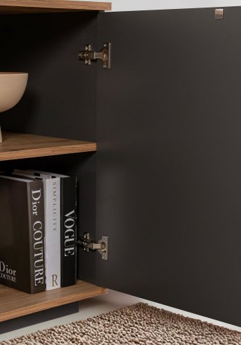 NORDVÄRK Arista konsolbord, m. 4 lger, 2 hylder - antracit og atlantisk fyrretr melamin (180x44,5)