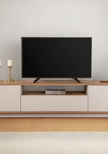 NORDVÄRK Veramont TV-bord, m. 3 lger, 1 hylde - Kashmir og atlantisk fyrretr melamin (180x44,5)