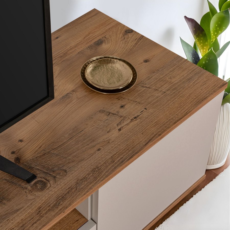 NORDVÄRK Veramont TV-bord, m. 3 lger, 1 hylde - Kashmir og atlantisk fyrretr melamin (180x44,5)