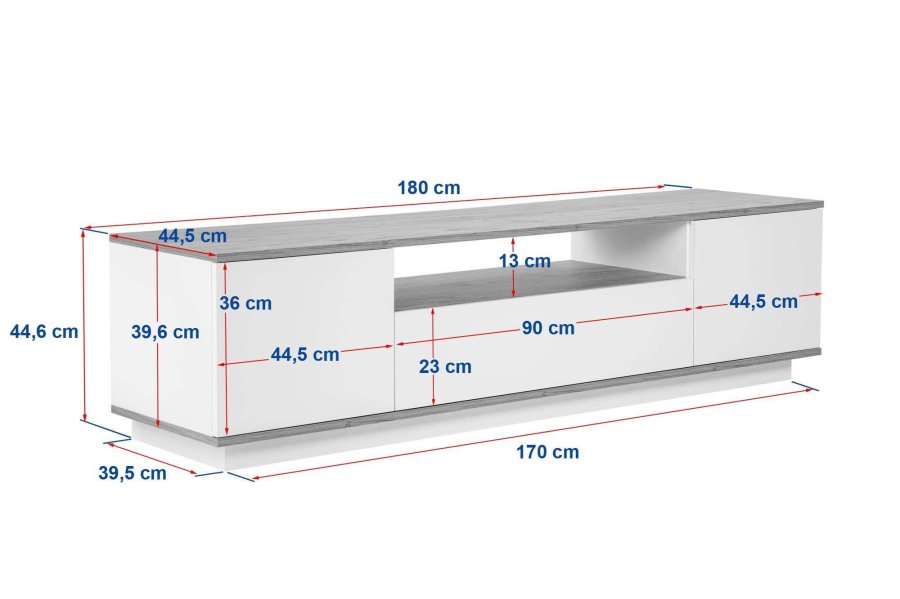 NORDVÄRK Veramont TV-bord, m. 3 lger, 1 hylde - Kashmir og atlantisk fyrretr melamin (180x44,5)