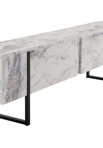 NORDVRK Serenity TV-bord, m. 2 drer - Fressia marmor melamin og svart (180x29,5)