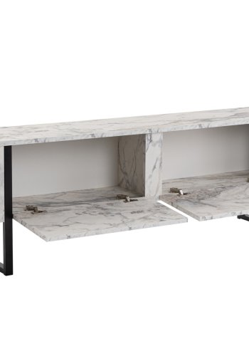 NORDVRK Serenity TV-bord, m. 2 drer - Fressia marmor melamin og svart (180x29,5)