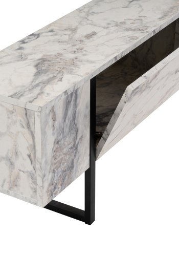 NORDVRK Serenity TV-bord, m. 2 drer - Fressia marmor melamin og svart (180x29,5)