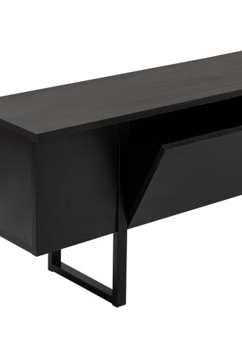 NORDVRK Serenity TV-bord, m. 2 drer - svart tremelamin og svart (180x29,5)