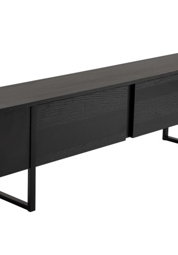 NORDVRK Serenity TV-bord, m. 2 drer - svart tremelamin og svart (180x29,5)