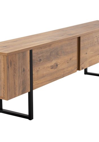 NORDVRK Serenity TV-bord, m. 2 drer - Atlantic Pine melamin og svart (180x29,5)