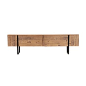 NORDVRK Serenity TV-bord, w. 2 drrar - Atlantic Pine melamin och svart (180x29,5)