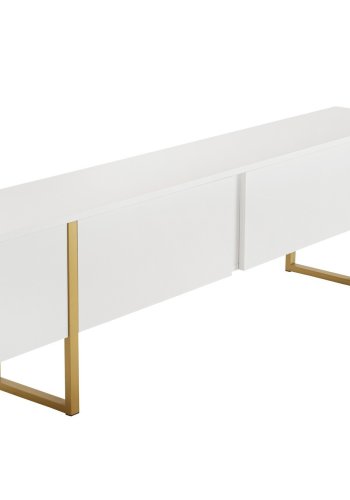 NORDVRK Serenity TV-bord, m 2 drer - hvit melamin og gull (180x29,5)