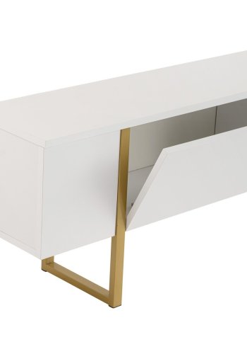 NORDVRK Serenity TV-bord, m 2 drer - hvit melamin og gull (180x29,5)