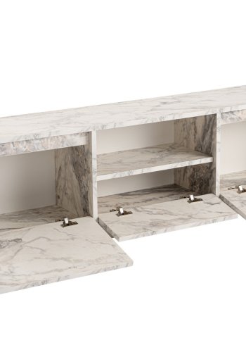 NORDVRK Vanguard TV-bord, m. 3 drer og 1 rom - Fressia marmor melamin (160x29,5)