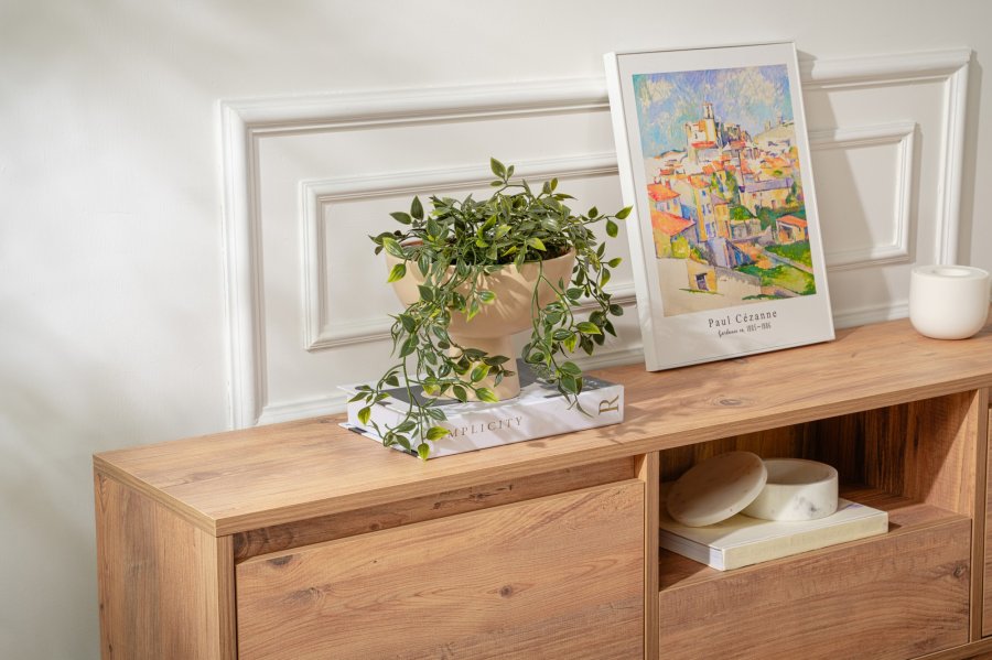 NORDVRK Vanguard TV-bord, m. 3 drer og 1 rom - Atlantic Pine melamin (160x29,5)