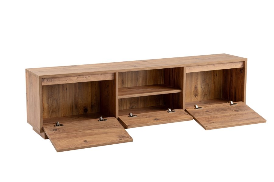 NORDVRK Vanguard TV-bord, m. 3 drer og 1 rom - Atlantic Pine melamin (160x29,5)