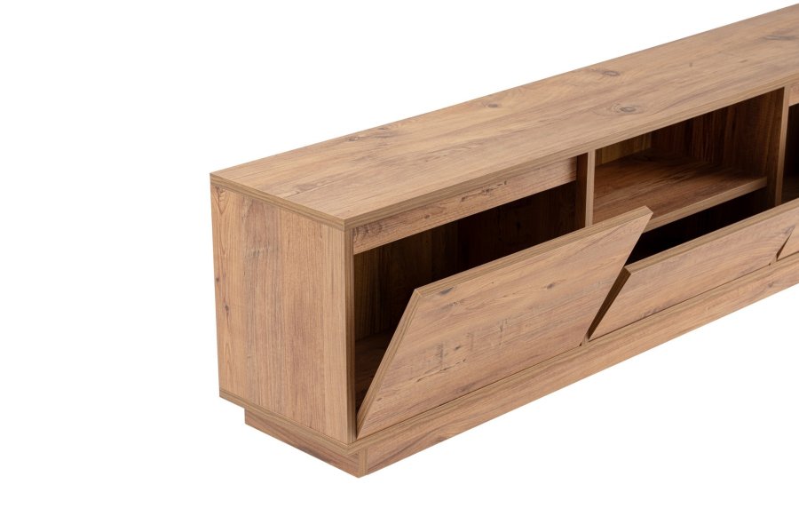 NORDVRK Vanguard TV-bord, m. 3 drer og 1 rom - Atlantic Pine melamin (160x29,5)