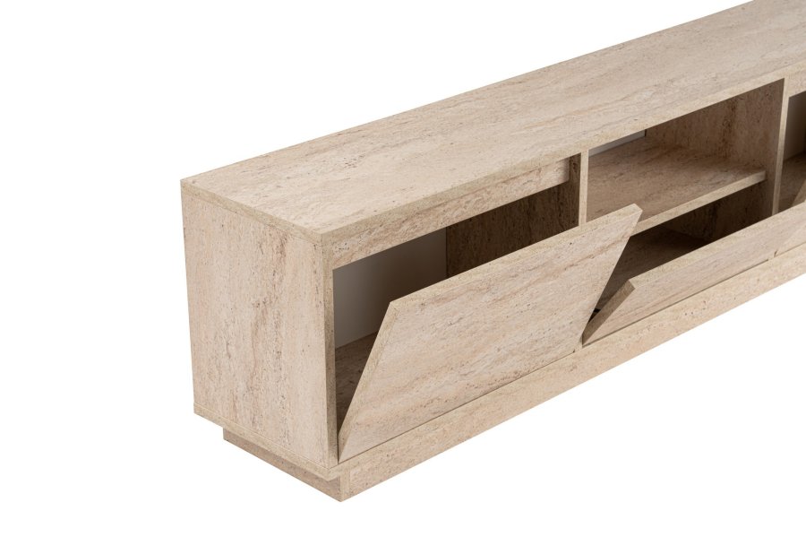 NORDVRK Vanguard TV-bord, m. 3 drer og 1 rom - travertin melamin (160x29,5)