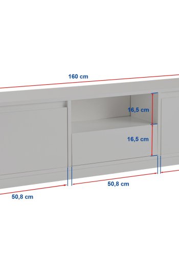 NORDVRK Vanguard TV-bord, m. 3 drer og 1 rom - travertin melamin (160x29,5)