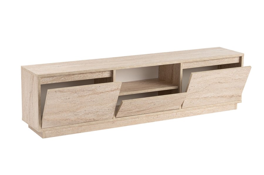 NORDVRK Vanguard TV-bord, m. 3 drer og 1 rom - travertin melamin (160x29,5)