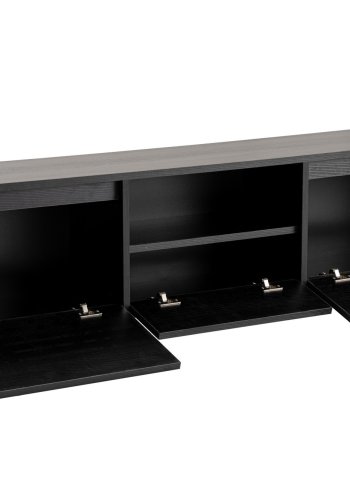 NORDVRK Vanguard TV-bord, m. 3 drer og 1 rom - svart tremelamin (160x29,5)