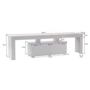 NORDVRK Enklav TV-bord, w. 2 drrar och 3 ppna fack - Atlantic Pine melamin (180x31,3)