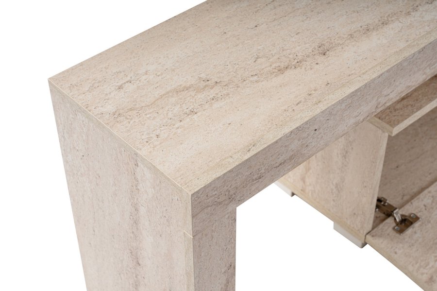 NORDVÄRK Enclave TV-bord, m. 2 låger og 3 åbne rum - travertin melamin (180x31,3)