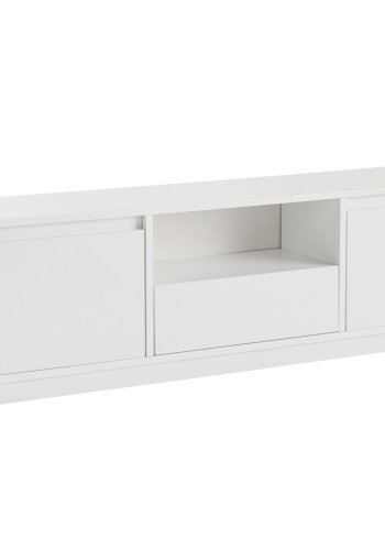 NORDVÄRK Vanguard TV-Tisch, m. 3 Türen und 1 Fach - weißes Melamin (160x29,5)