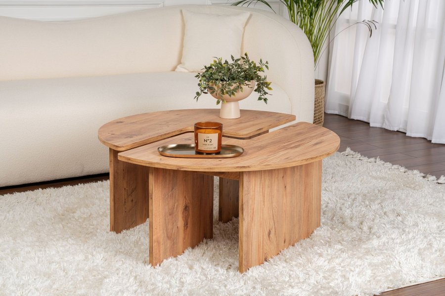NORDVRK Moira sofabord, rundt - Atlantisk furu melamin (90)
