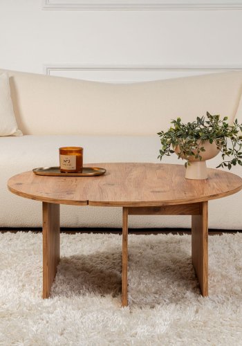 NORDVRK Moira sofabord, rundt - Atlantisk furu melamin (90)