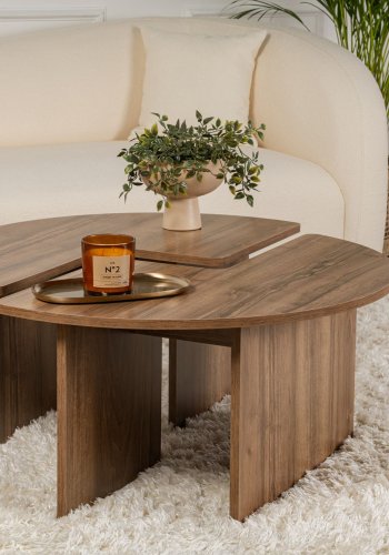 NORDVRK Moira salongbord, rundt - valnttfarget melamin (90)