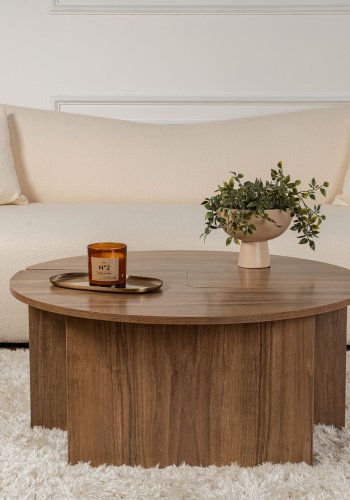 NORDVRK Moira salongbord, rundt - valnttfarget melamin (90)