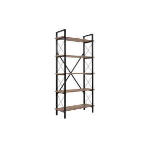 NORDVÄRK Elysian bogreol, m. 5 hylder - Atlantic Pine melamin og sort metal