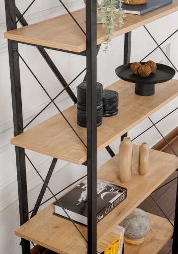 NORDVRK Elysian bokhylle, med 5 hyller - eikefarget melamin og svart metall