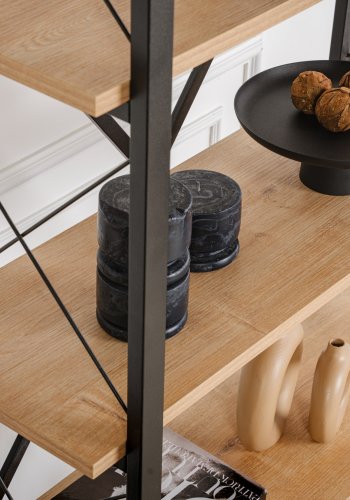 NORDVRK Elysian bokhylle, med 5 hyller - eikefarget melamin og svart metall