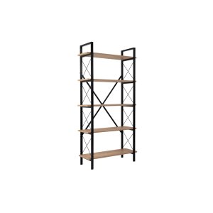 NORDVÄRK Elysian bogreol, m. 5 hylder - egefarvet melamin og sort metal