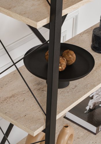 NORDVRK Elysian bokhylle, med 5 hyller - travertin melamin og svart metall