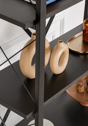 NORDVRK Elysian bokhylle, med 5 hyller - svart tre melamin og svart metall