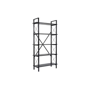 NORDVÄRK Elysian bogreol, m. 5 hylder - sort tr melamin og sort metal